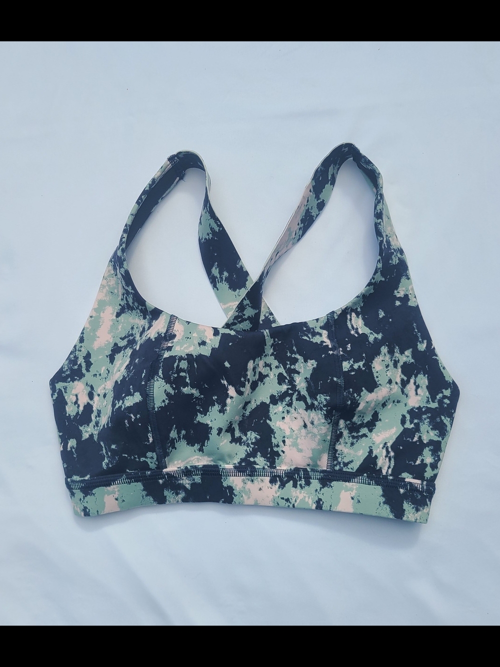 Sweaty Betty Blue, Green & Pink Camouflage Sports Bra, Size S